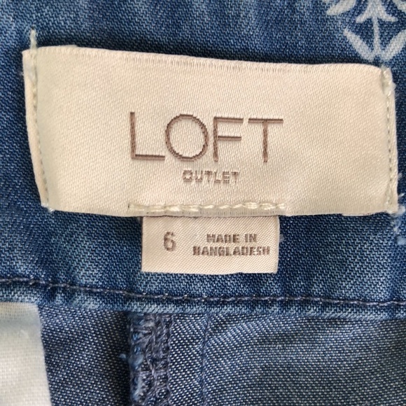 LOFT Outlet Women's Mosaic Soft Chambray Wide Leg Crop Pants Size 6 - Picture 10 of 11